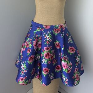 Windsor Floral Skater Skirt in Blue and Pink